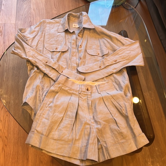 Helsa Linen Blue Shirt and shorts set - Picture 8 of 9